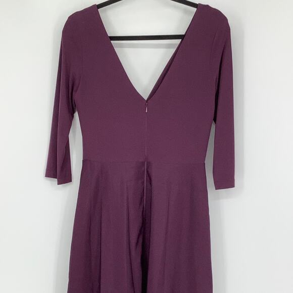 NEW! Alfred Sung Size 8 3/4 Sleeve Dress Purple Maxi Aubergine $229 msrp J2-19 - Picture 9 of 12